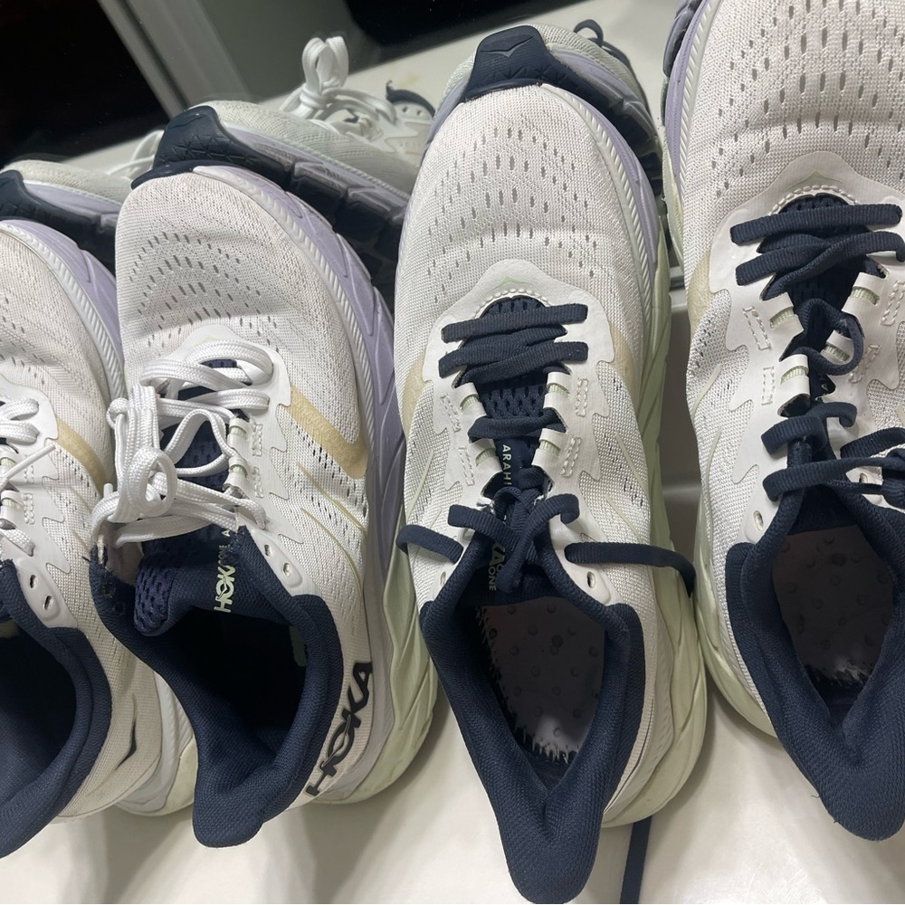 Hoka White and Dark Blue Athletic Shoes